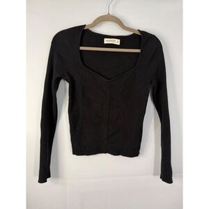 Abercrombie & Fitch Ribbed Sweetheart‎ Top Womens Medium Black Excellent Knit